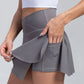 Gonna da tennis a pieghe da donna con tasche Pantaloncini Gonne sportive Crossover a vita alta Palestra Golf Skorts Allenamento Gonne sportive (Grigio)