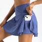 Gonna da tennis a pieghe da donna con tasche Pantaloncini Gonne sportive Crossover a vita alta Palestra Golf Skorts Allenamento Gonne sportive (Blu)
