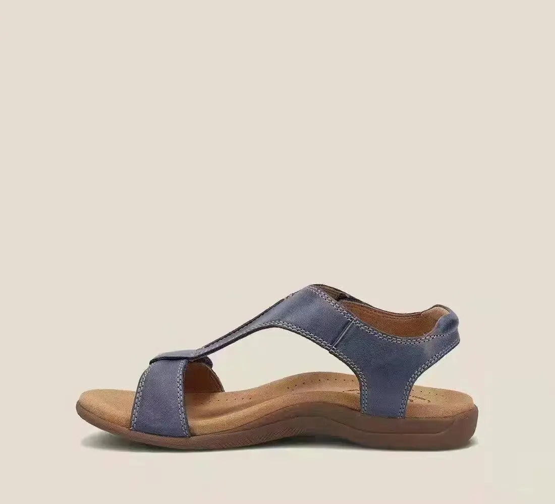 Sandali estivi per donna scarpe ortopediche con zeppa in pelle PU tinta unita Casual da donna antiscivolo Fashion Beach Sandalias De Mujer