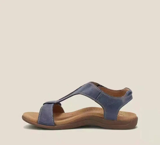Sandali estivi per donna scarpe ortopediche con zeppa in pelle PU tinta unita Casual da donna antiscivolo Fashion Beach Sandalias De Mujer