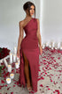 Elegant One Shoulder Dress - Notorious (Bordeaux)