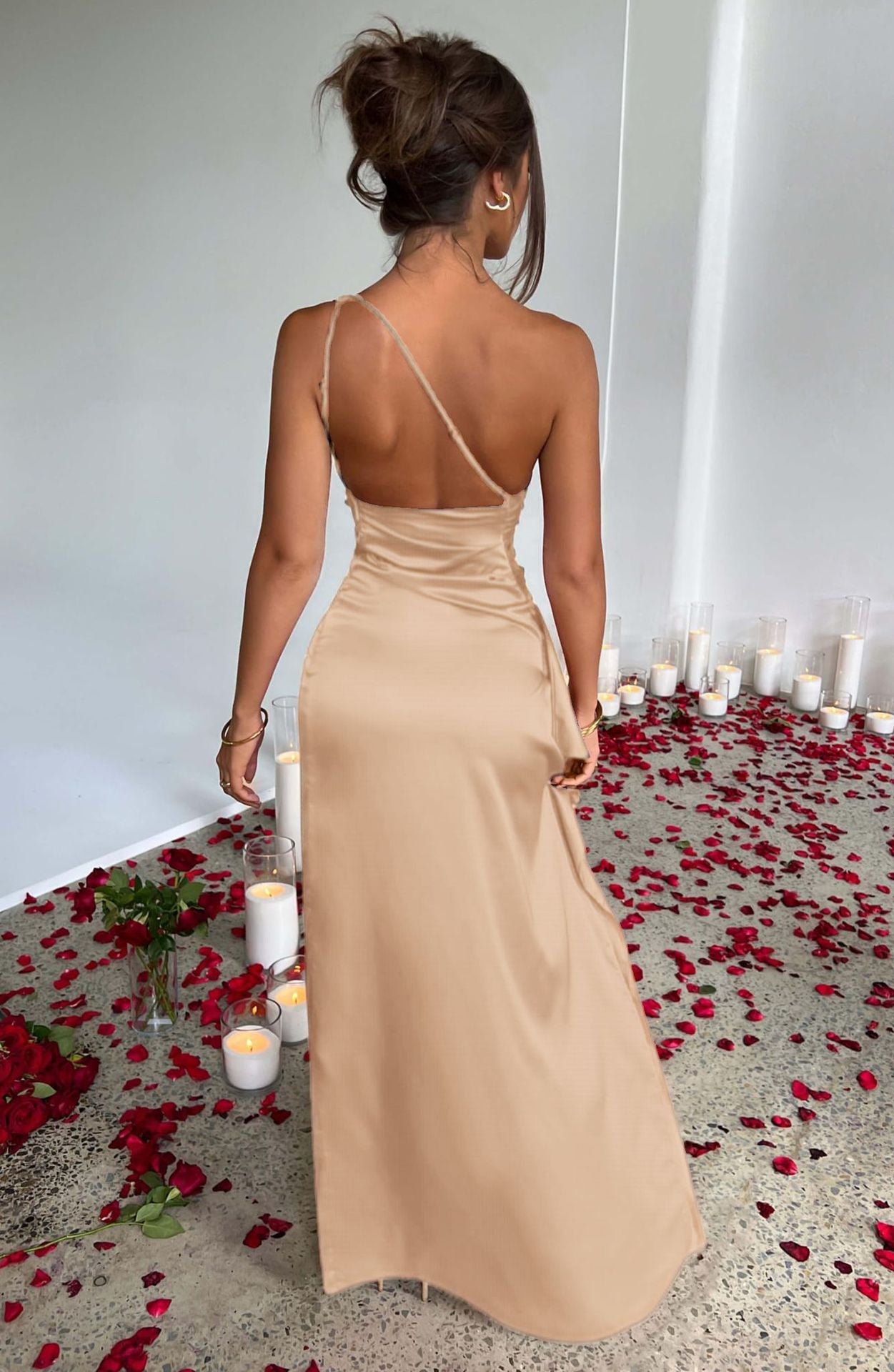 Elegant One Shoulder Dress - Notorious (Khaki)