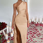 Elegant One Shoulder Dress - Notorious (Khaki)