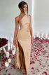 Elegant One Shoulder Dress - Notorious (Khaki)