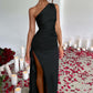 Elegant One Shoulder Dress - Notorious (Nero)