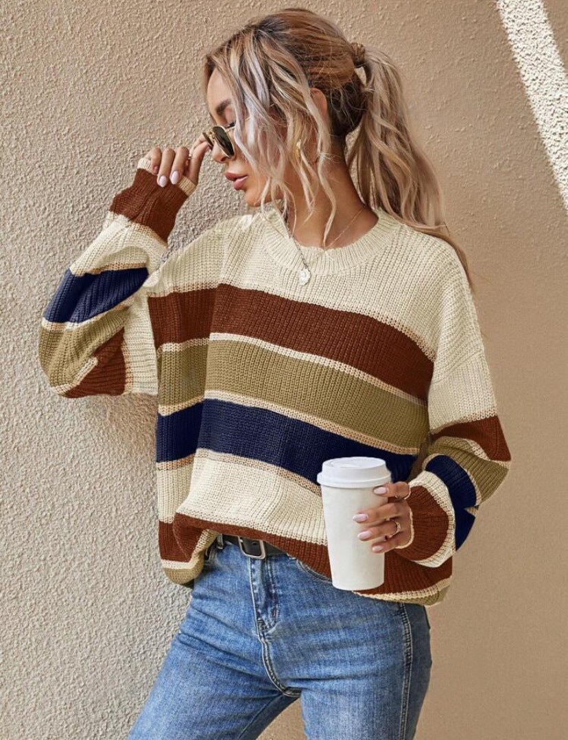 Striped Cozy Sweater - Notorious (Beige)