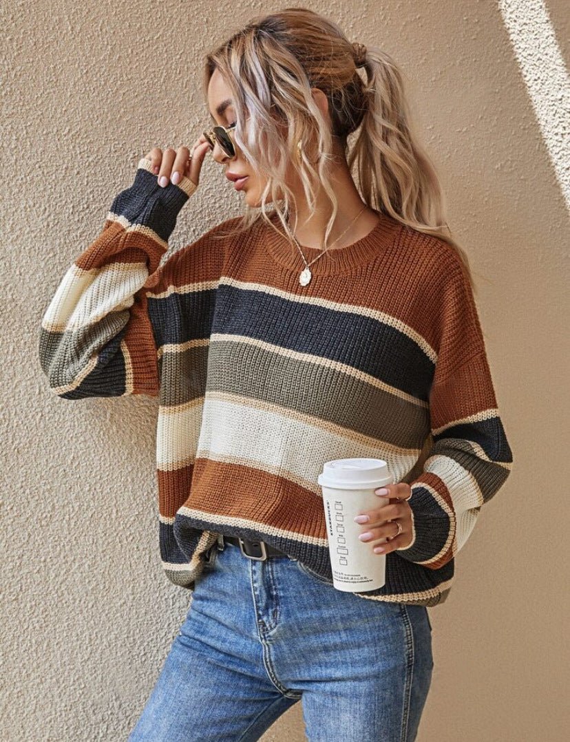 Striped Cozy Sweater - Notorious (Marrone)