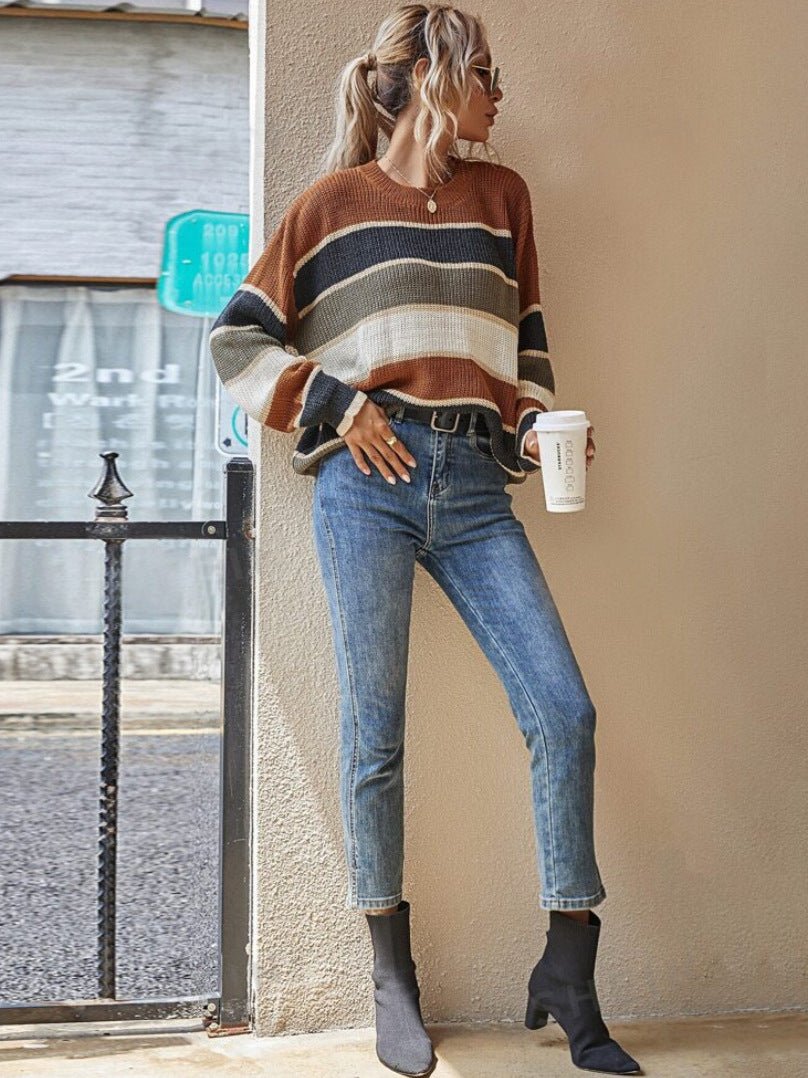 Striped Cozy Sweater - Notorious (Marrone)