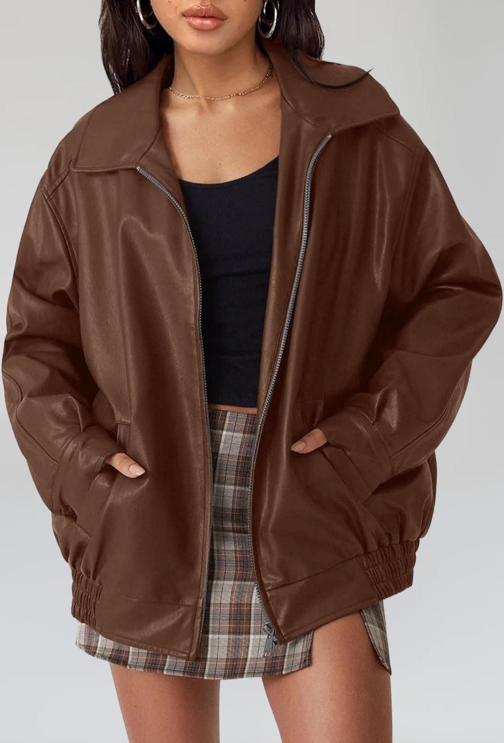 Vintage Oversized Leather Jacket - Notorious (Marrone)
