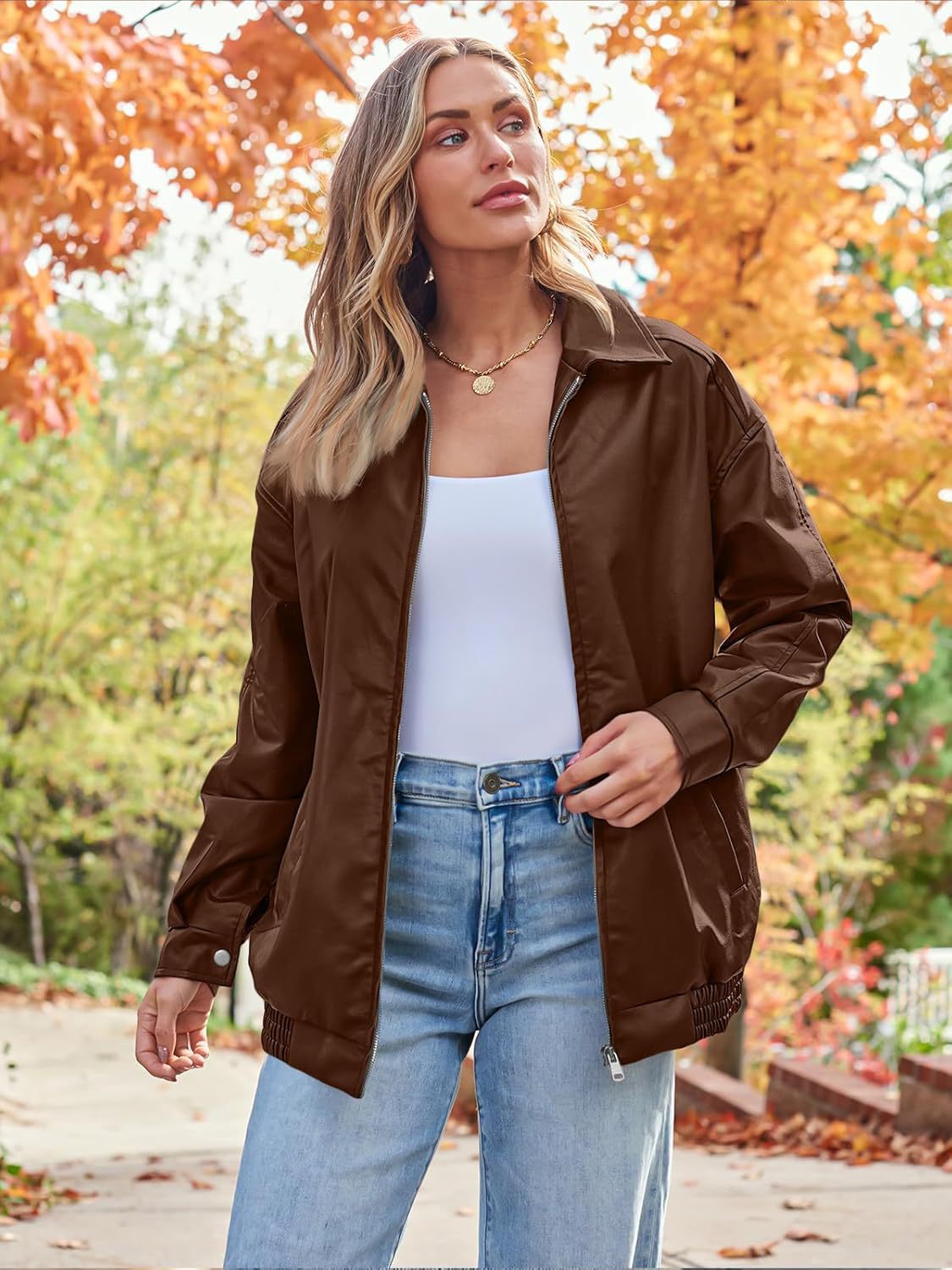 Vintage Oversized Leather Jacket - Notorious (Marrone)